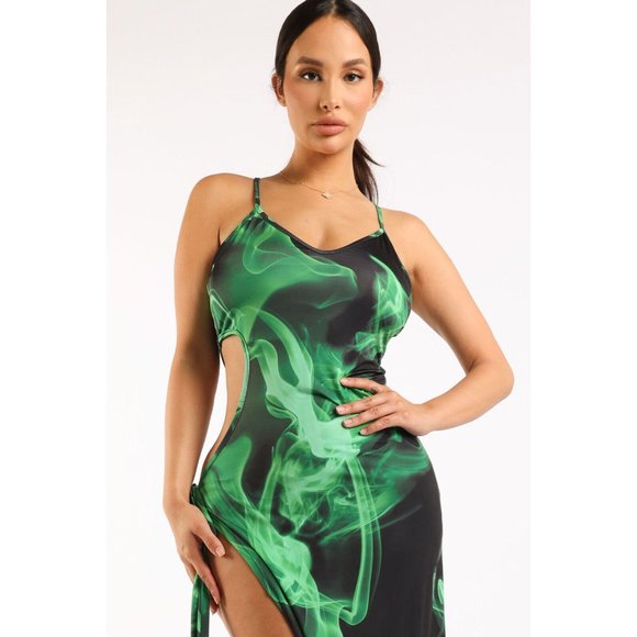 Women's On Fire Maxi Dress Cut Out Lace Up Strappy Fashion Party Club Sexy Dress - Picture 4 of 9